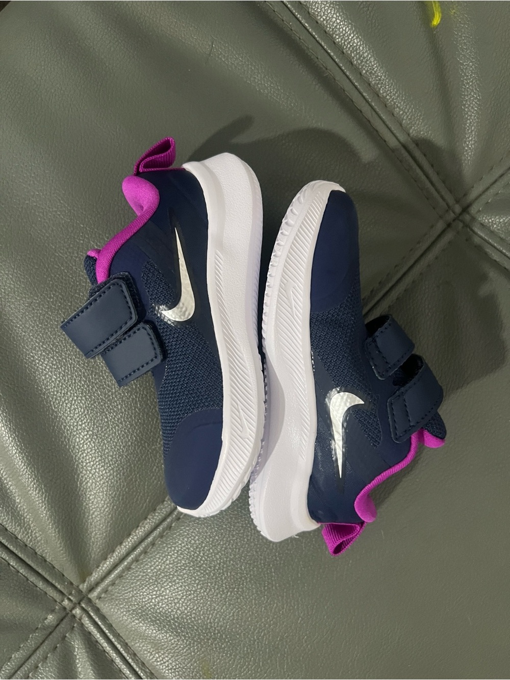 Nike Kids Navy and Pink Velcro Athletic Sneakers